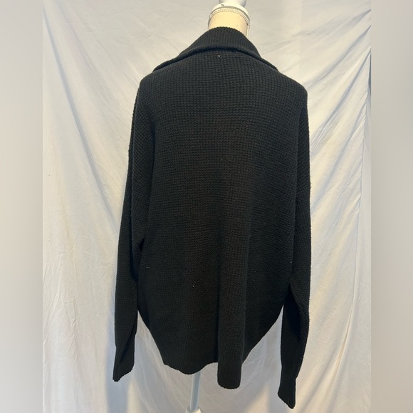 Aerie Black cozy Up Waffle Knit Oversized Henley Sweater Large - Picture 3 of 7